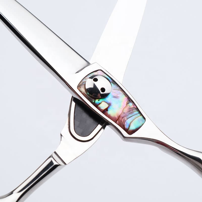 Professional Japanese VG10 Silver cnc barber shears with hair scissors, 6.2 inch for barbers and salon hairdressing. - thumbnail 4