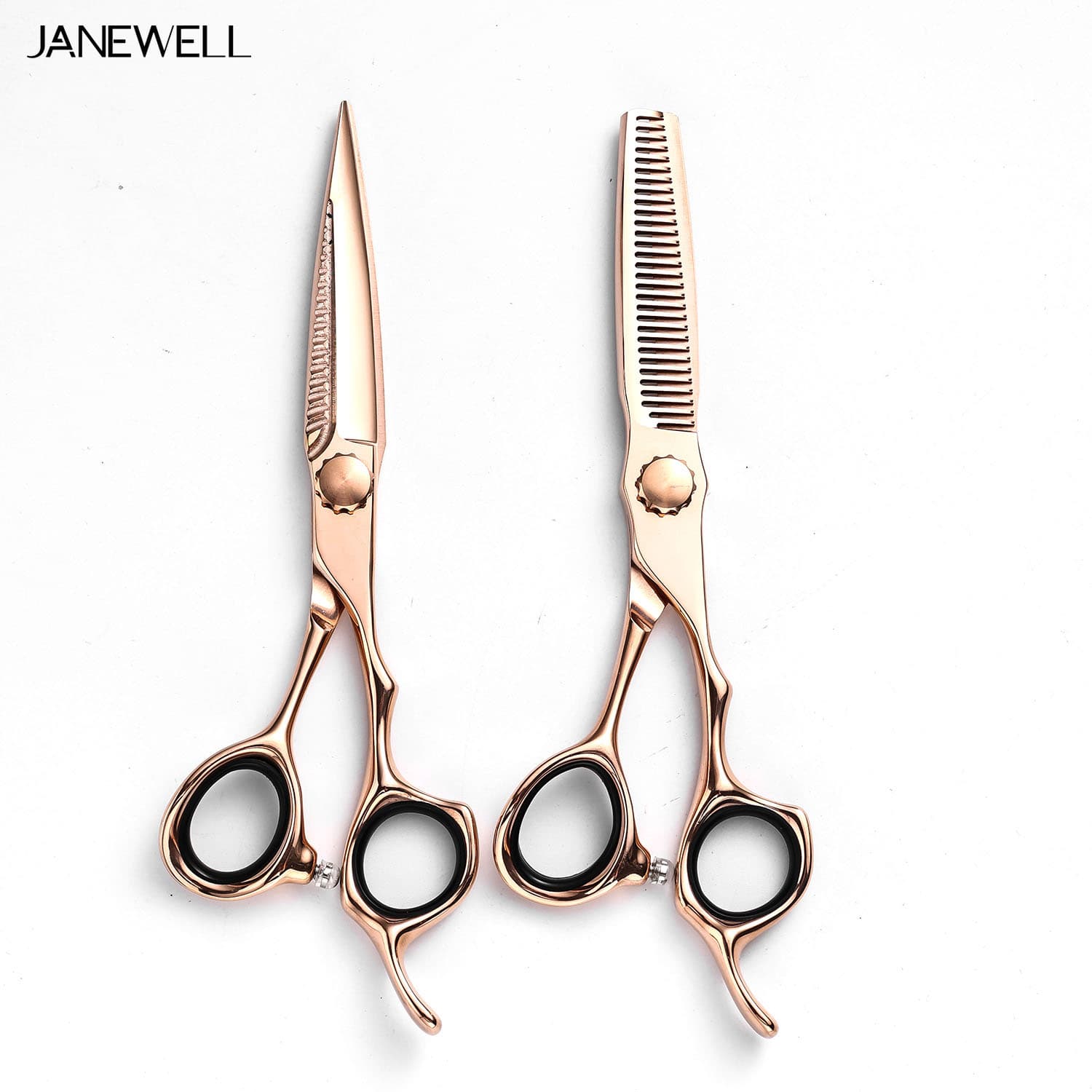 Professional VG10 rose gold fine barber shears with hair scissors, 6 inch for barbers and salon hairdressing. - thumbnail 2