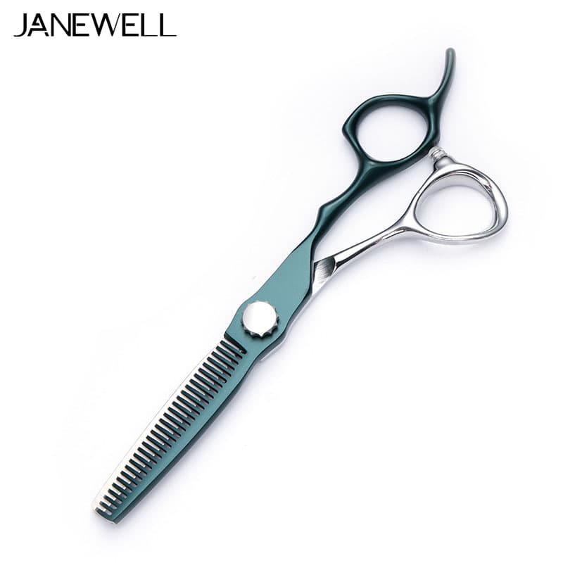 Professional Japanese 440C Silver&Green fine cutting shears with hair scissors, 6 inch for barbers and salon hairdressing. - thumbnail 3