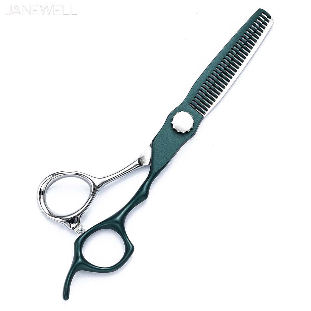 Professional Japanese 440C Silver&Green fine cutting shears with hair scissors, 6 inch for barbers and salon hairdressing. - thumbnail 4