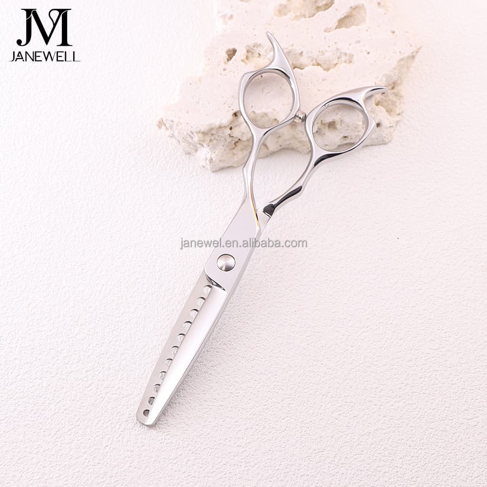 Professional Japanese 440C Silver thinning shears with hair scissors, 6 inch for barbers and salon hairdressing. - thumbnail 2