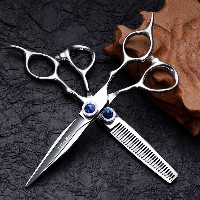 Professional 440C Silver thinning shears lb-60 with hair scissors, 6 inch for barbers and salon hairdressing. - view 1