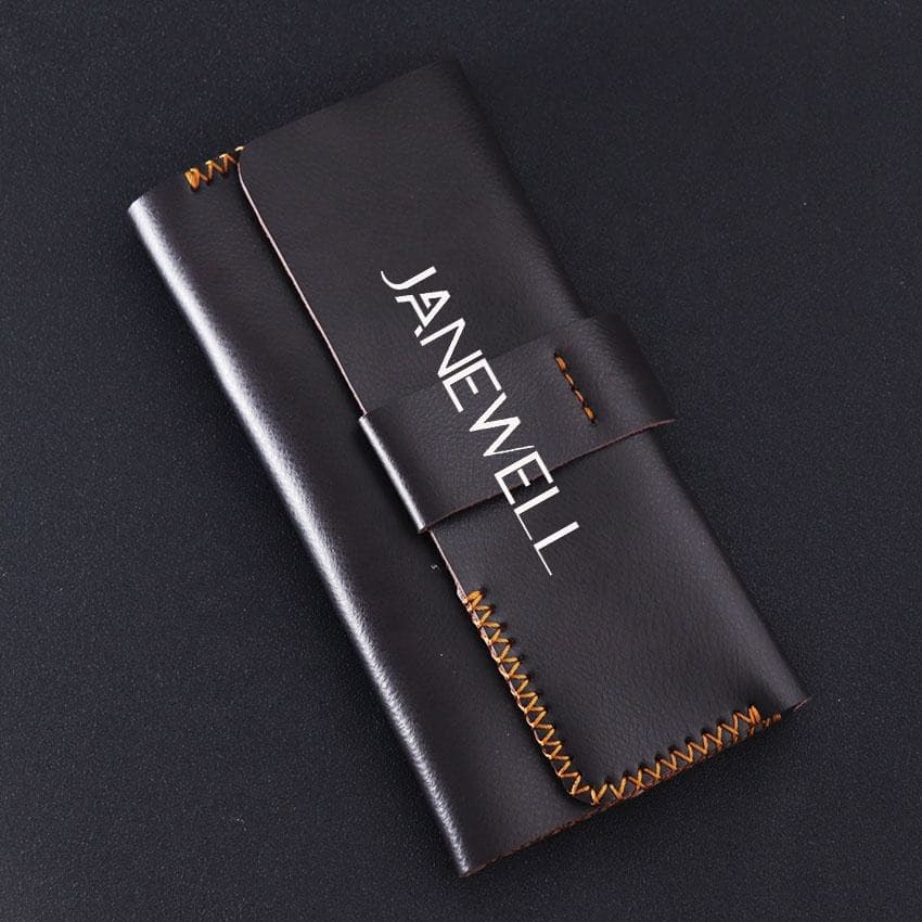 Cow leather case for hairdressing scissors. Professional quality shears organizer for barbers, hairdressers and salon stylists.