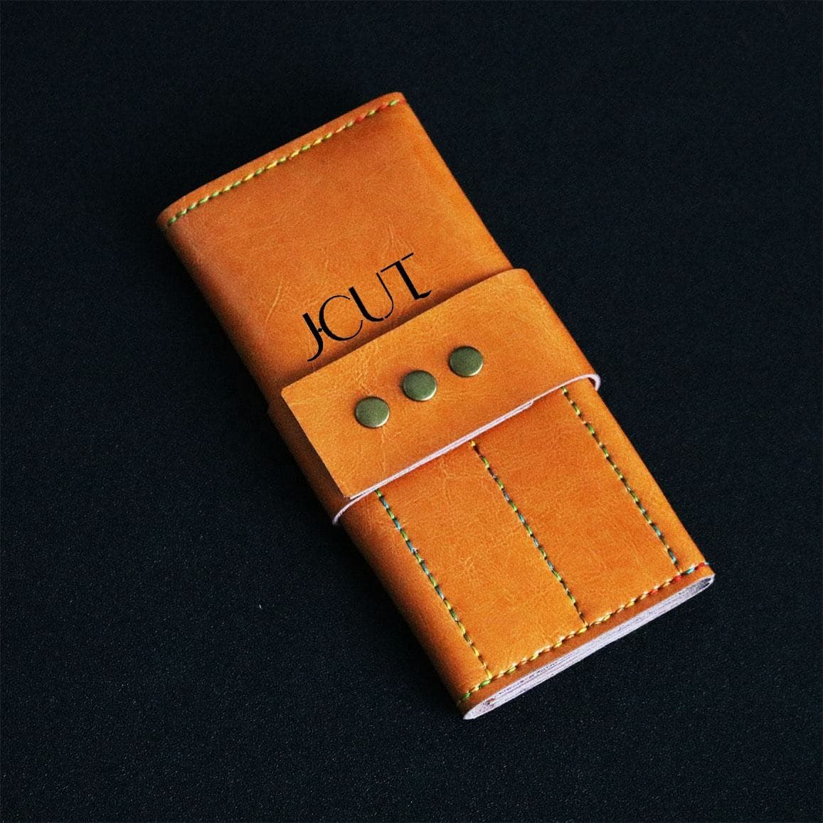 Real leather case holding 8 pieces of hair scissors. Professional quality shears organizer for barbers, hairdressers and salon stylists. - view 1