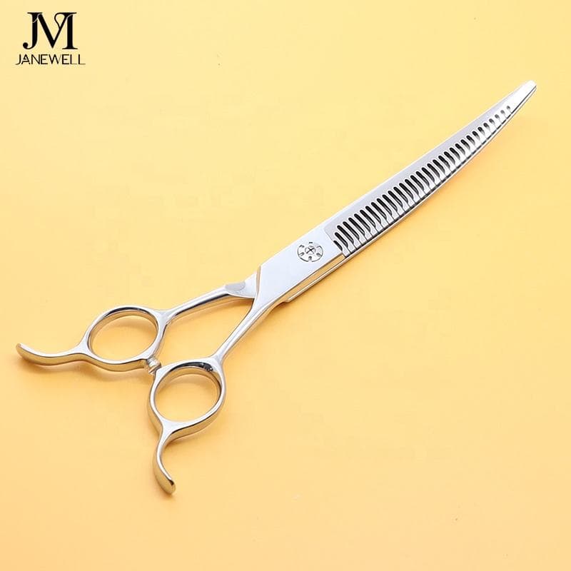 Professional 440C curved thinning grooming sheers for dog pet grooming 32 teeth, 7.0 inch. serrated pet grooming shears for professional groomers. - view 1