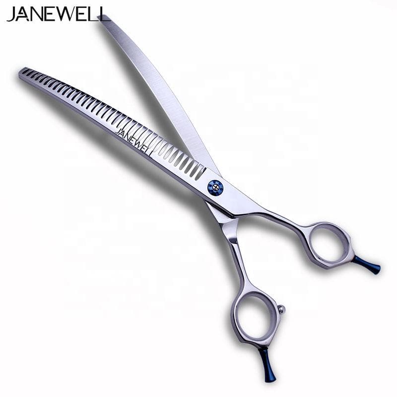 Professional 440C 35 teeth curved chunker grooming scissors for dog coat texturizing, 7 inch grooming shars for professional pet groomers and salons.