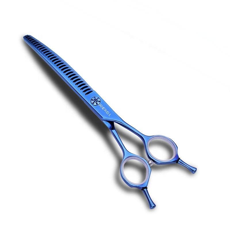 Professional 440C blue curved chunker grooming shars for dog pet grooming 28 teeth, 7.0 inch. pet grooming shears for professional groomers. - view 1