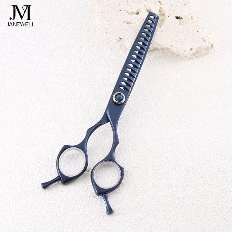 Professional 440C blue curved chunker grooming shars for dog pet grooming, 6.5 inch. pet grooming shears for professional groomers. - view 1
