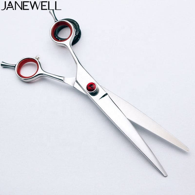 Professional 440C left handed curved grooming scissors for dog trimming, 7 inch lefty grooming shears for left-handed pet groomers. - view 1