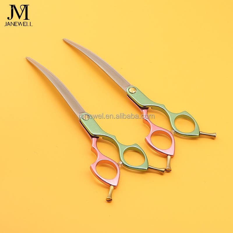 Professional 440C rose gold curved grooming sheers for dog pet grooming, 7.0 inch. pet grooming shears for professional groomers. - view 1