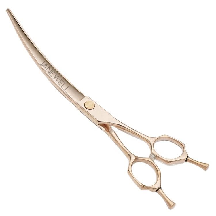 Professional 440C rose gold super curved grooming scissors for precision dog trimming, 7.5 inch grooming shars for professional pet groomers. - view 1
